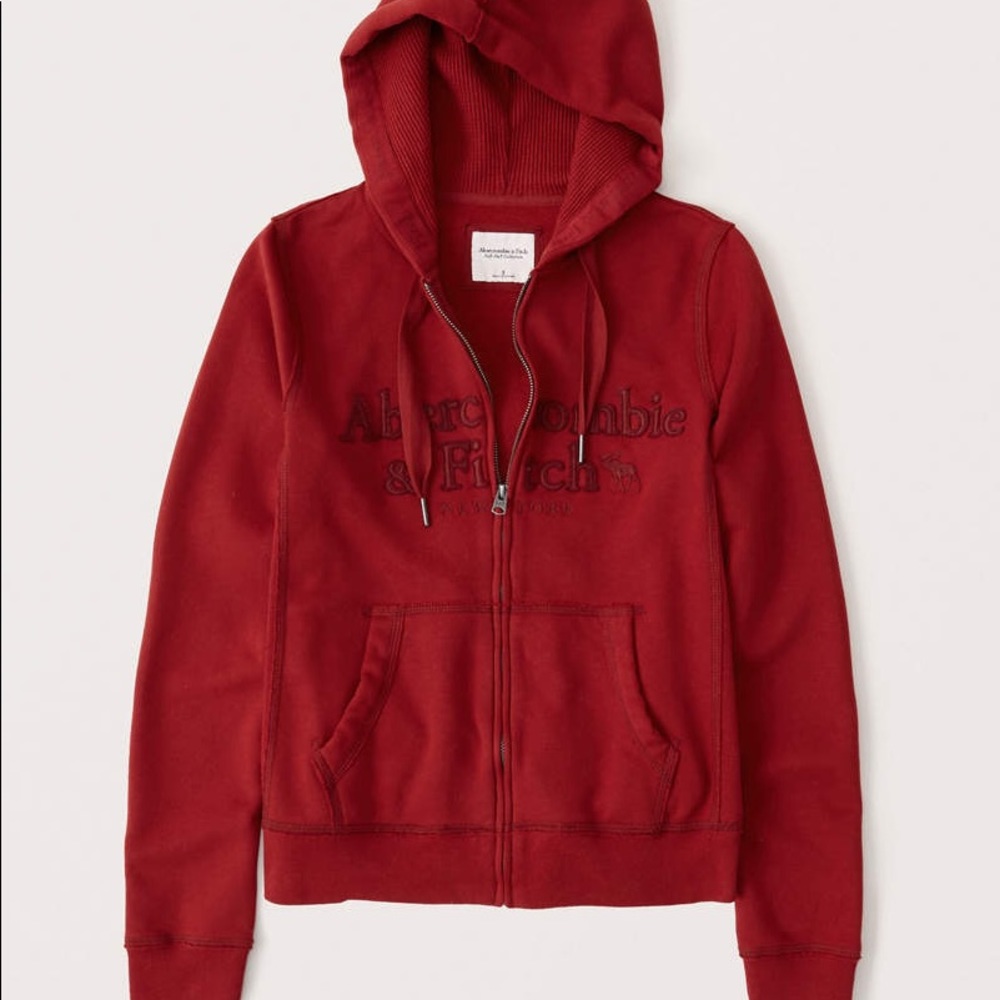 Abercrombie & Fitch Embroidered Full-Zip Hoodie